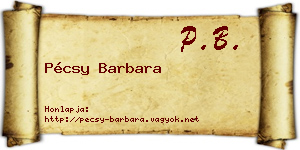 Pécsy Barbara névjegykártya